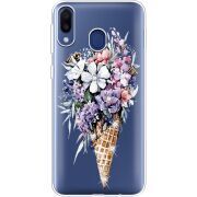 Чехол со стразами Samsung M205 Galaxy M20 Ice Cream Flowers