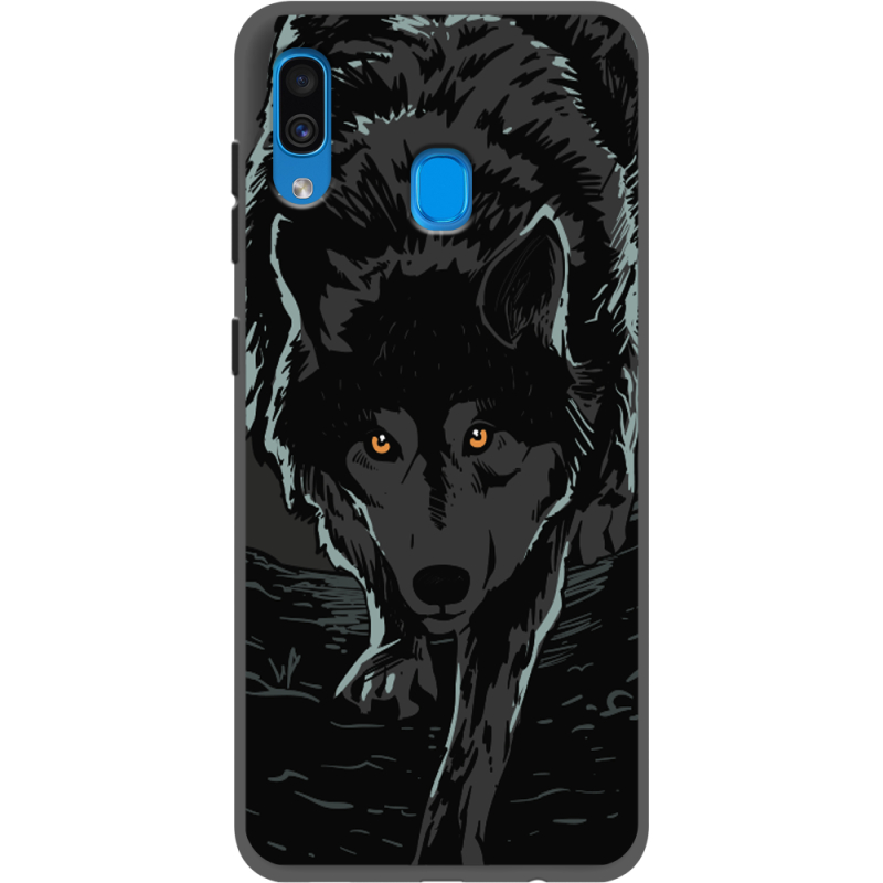 Черный чехол Uprint Samsung A305 Galaxy A30 Wolf