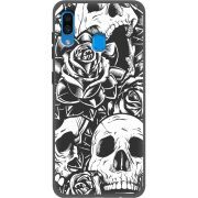 Черный чехол Uprint Samsung A305 Galaxy A30 Skull and Roses