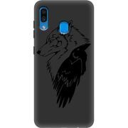 Черный чехол Uprint Samsung A305 Galaxy A30 Wolf and Raven