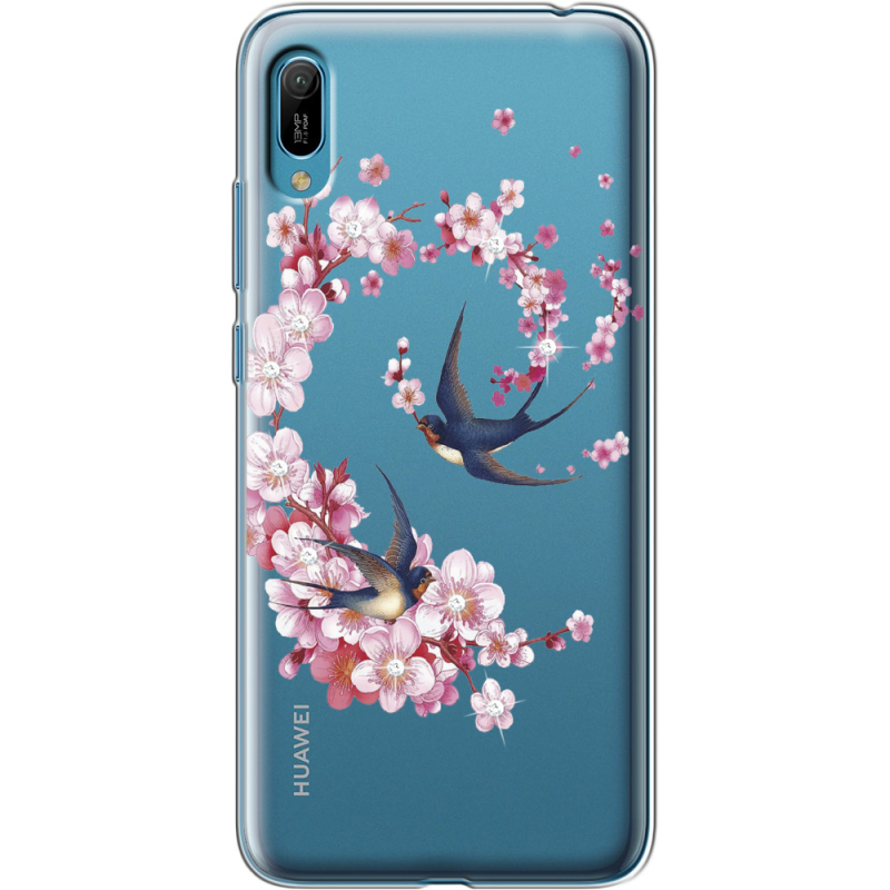 Чехол со стразами Huawei Y6 2019 Swallows and Bloom