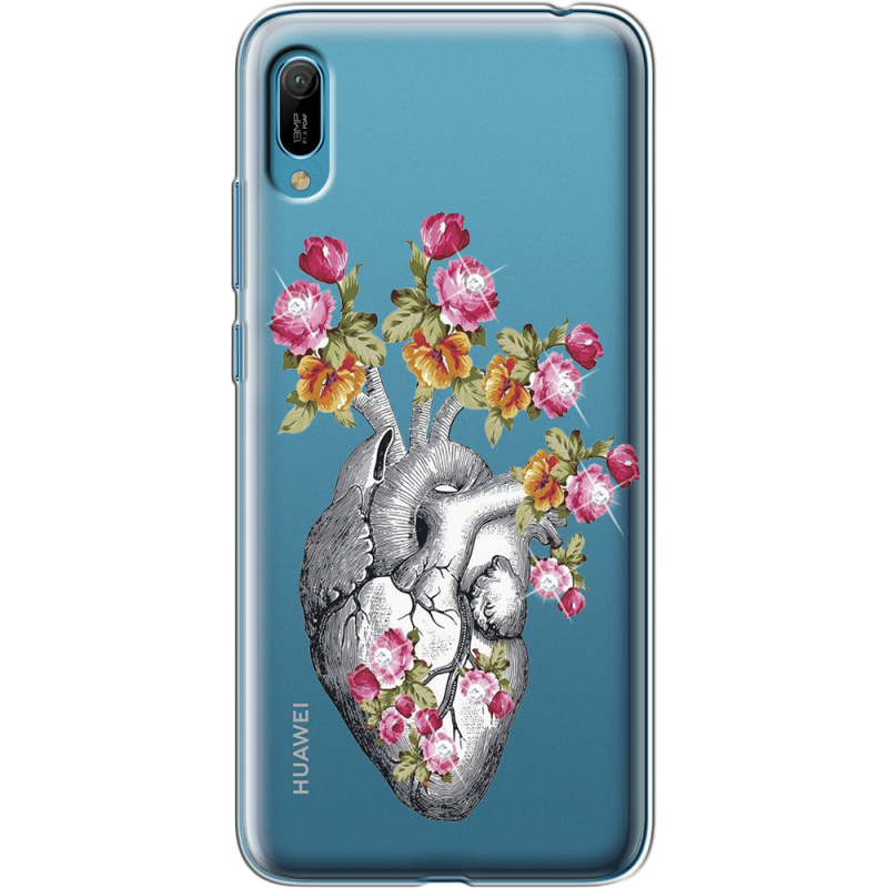 Чехол со стразами Huawei Y6 2019 Heart