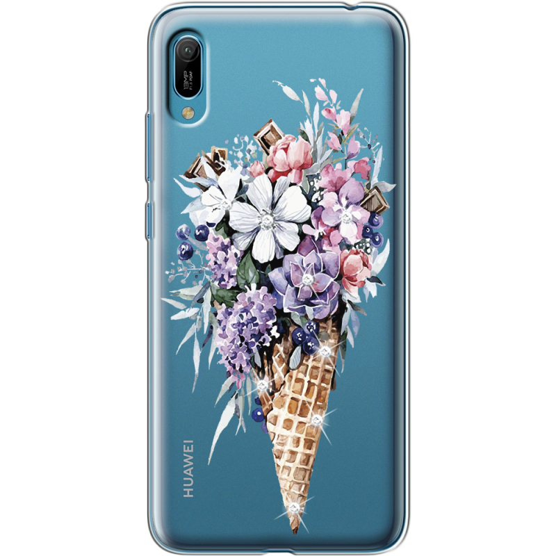 Чехол со стразами Huawei Y6 2019 Ice Cream Flowers