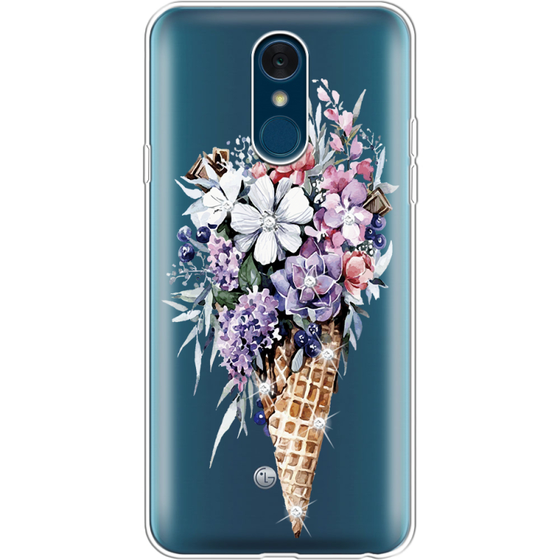 Чехол со стразами LG Q7 / Q7 Plus Ice Cream Flowers