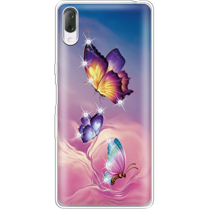 Чехол со стразами Sony Xperia L3 I4312 Butterflies