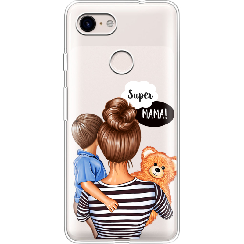 Прозрачный чехол Uprint Google Pixel 3 Super Mama and Son