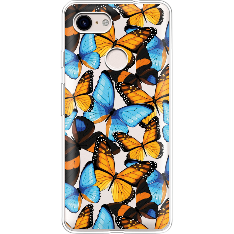 Прозрачный чехол Uprint Google Pixel 3 Butterfly Morpho