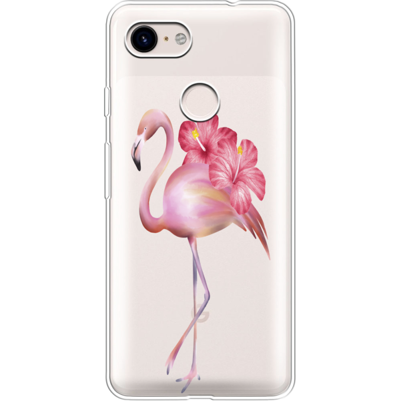 Прозрачный чехол Uprint Google Pixel 3 Floral Flamingo