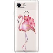 Прозрачный чехол Uprint Google Pixel 3 Floral Flamingo