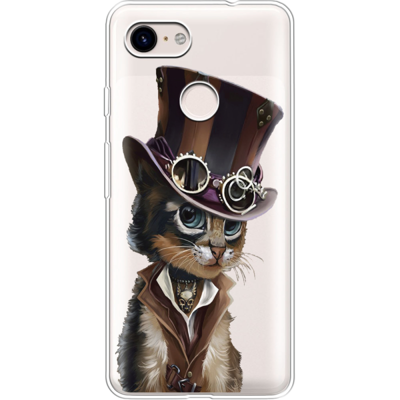 Прозрачный чехол Uprint Google Pixel 3 Steampunk Cat