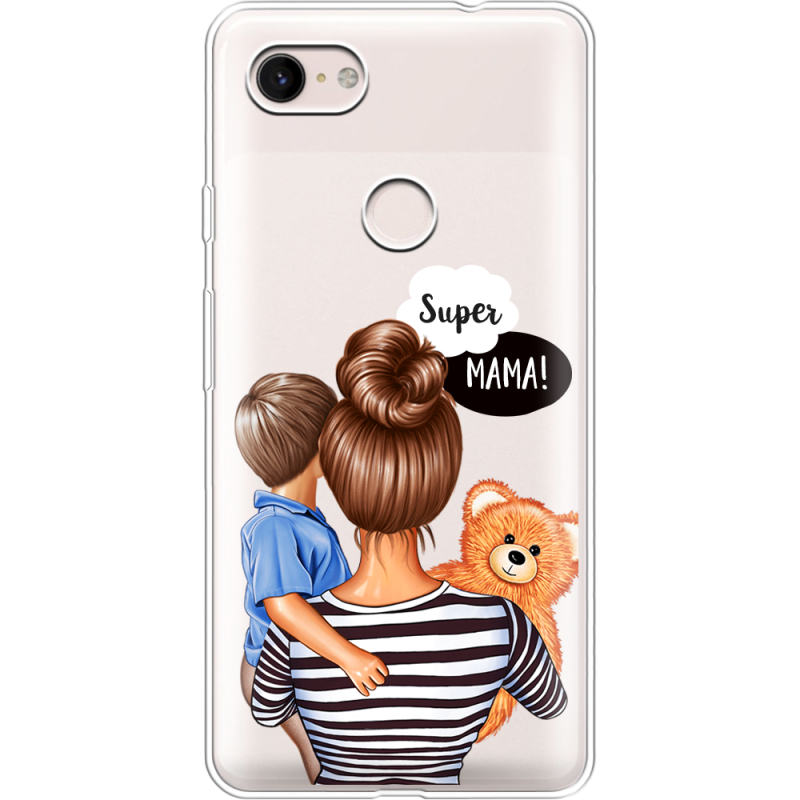 Прозрачный чехол Uprint Google Pixel 3 XL Super Mama and Son