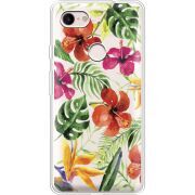 Прозрачный чехол Uprint Google Pixel 3 XL Tropical Flowers