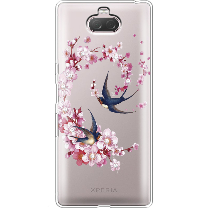Чехол со стразами Sony Xperia 10 I4113 Swallows and Bloom