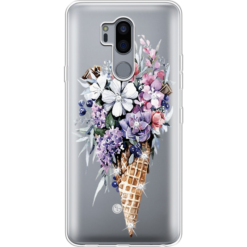 Чехол со стразами LG G7 / G7 Plus ThinQ Ice Cream Flowers