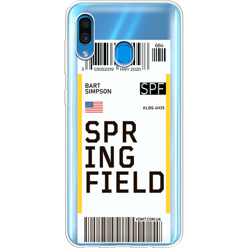 Прозрачный чехол Uprint Samsung A205 Galaxy A20 Ticket Springfield