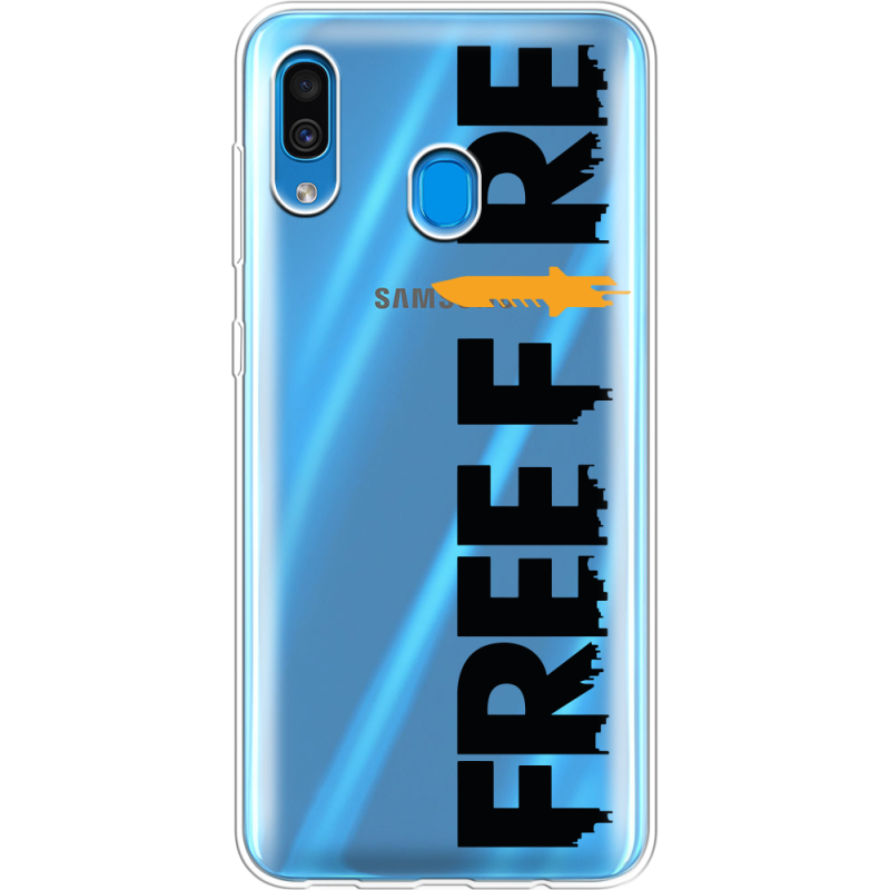 Прозрачный чехол Uprint Samsung A205 Galaxy A20 Free Fire Black Logo