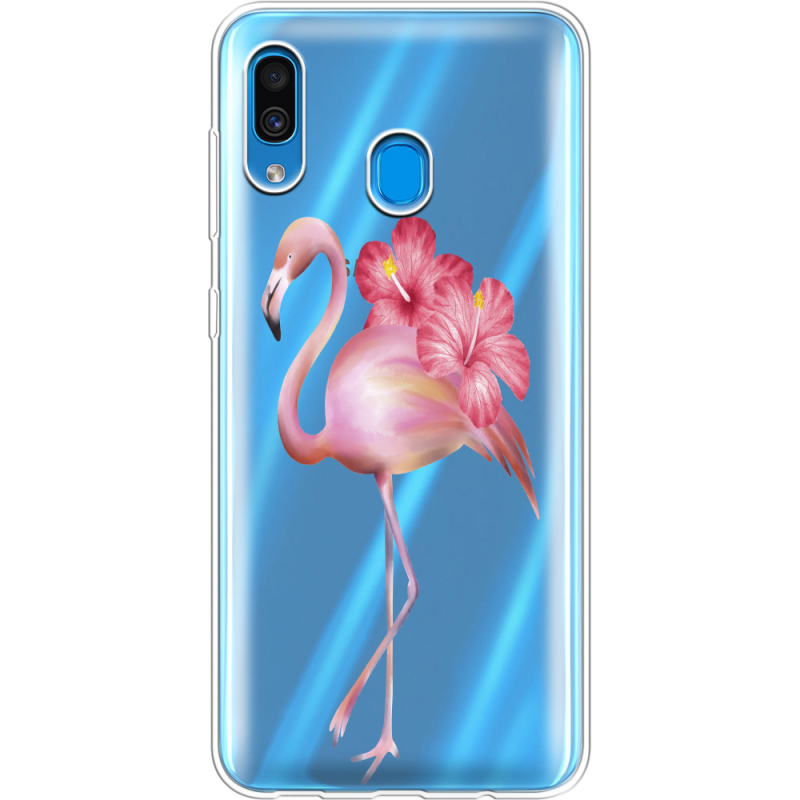 Прозрачный чехол Uprint Samsung A205 Galaxy A20 Floral Flamingo