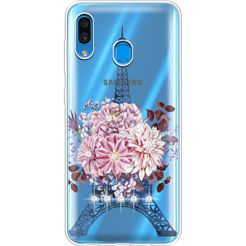 Чехол со стразами Samsung A205 Galaxy A20 Eiffel Tower