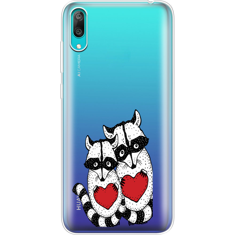 Прозрачный чехол Uprint Huawei Y7 Pro 2019 Raccoons in love