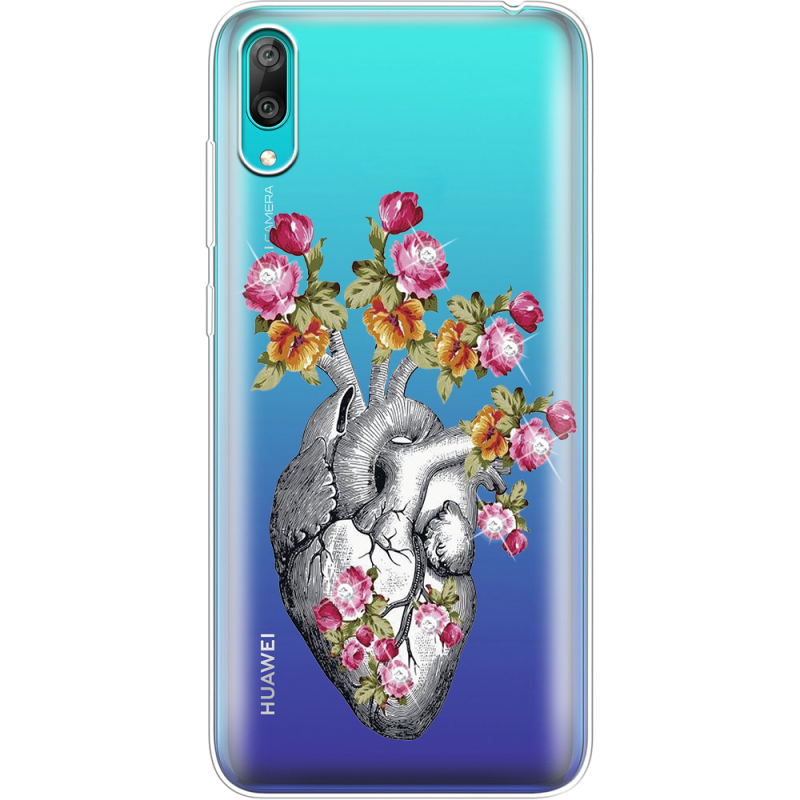 Чехол со стразами Huawei Y7 Pro 2019 Heart