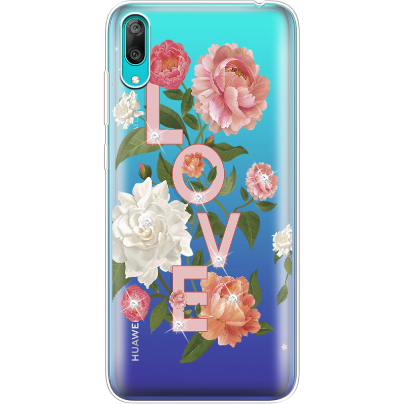 Чехол со стразами Huawei Y7 Pro 2019 Love