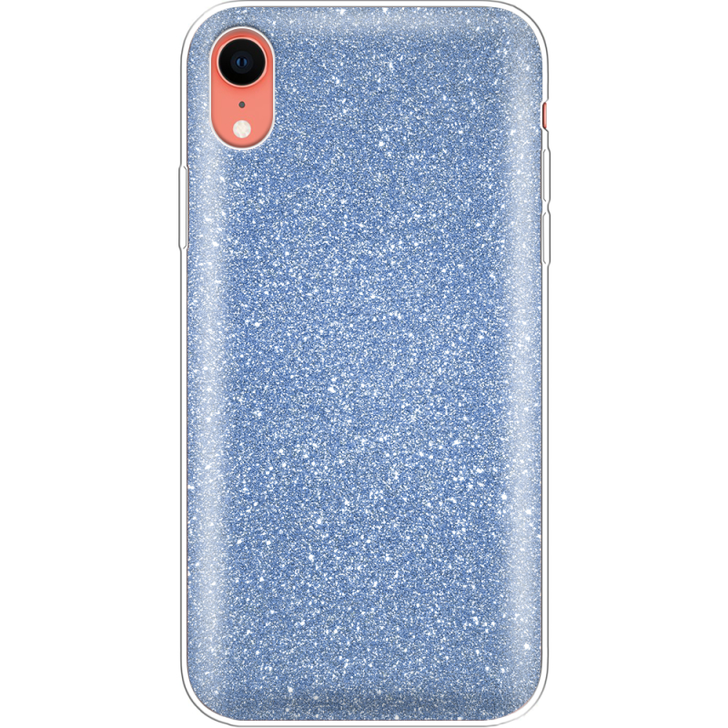Чехол с блёстками Apple iPhone XR Голубой