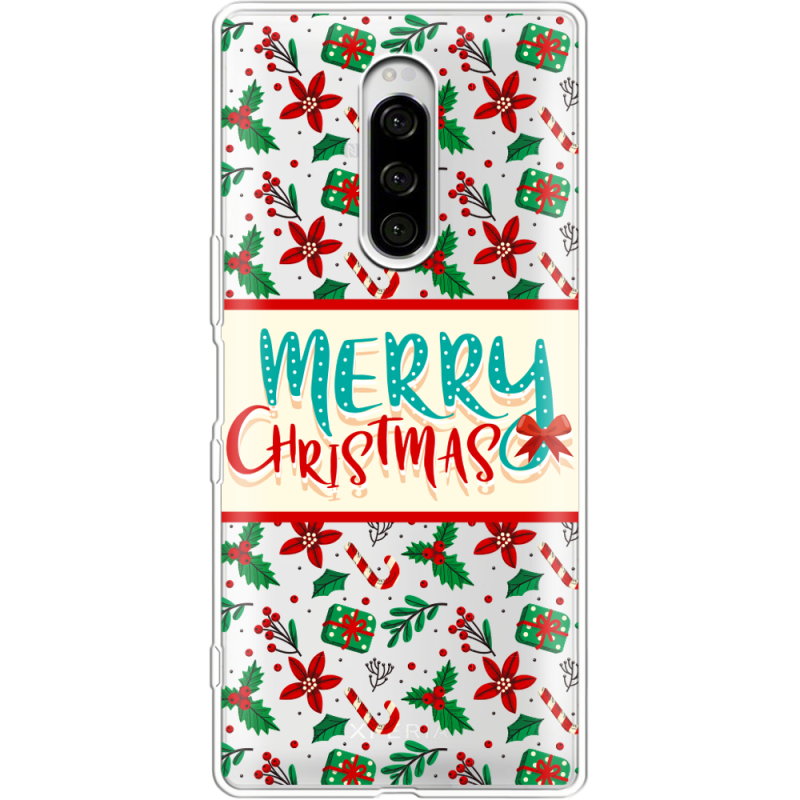 Прозрачный чехол Uprint Sony Xperia 1 Vintage Christmas Pattern