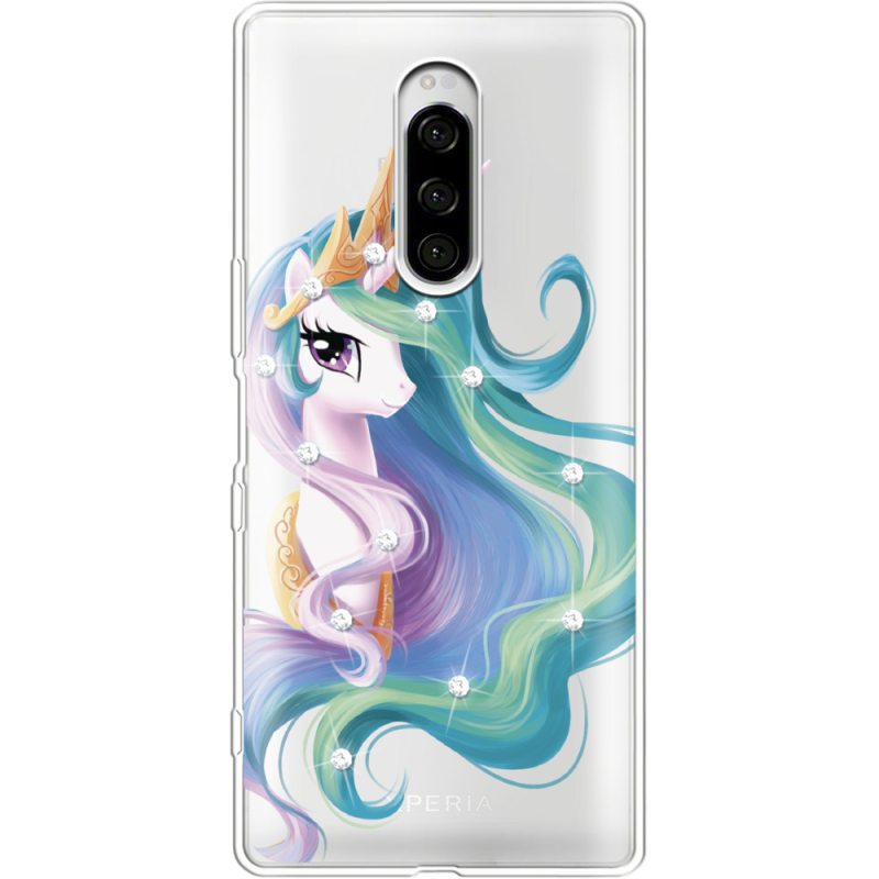 Чехол со стразами Sony Xperia 1 Unicorn Queen