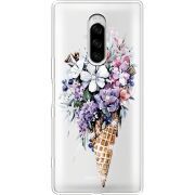 Чехол со стразами Sony Xperia 1 Ice Cream Flowers