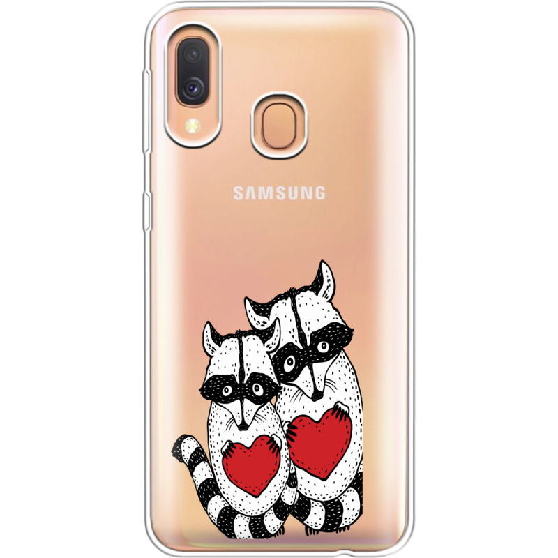 Прозрачный чехол Uprint Samsung A405 Galaxy A40 Raccoons in love