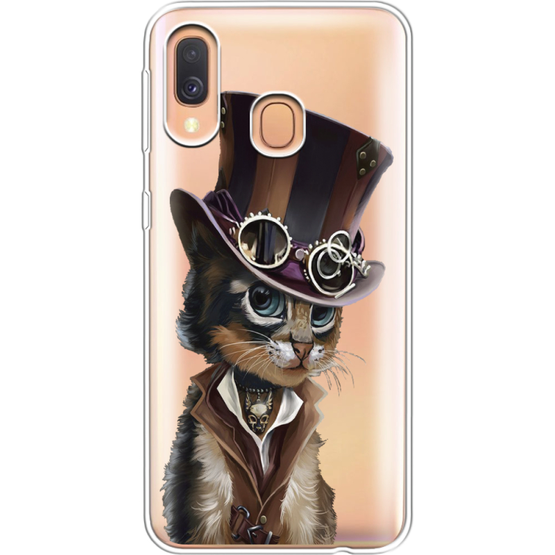 Прозрачный чехол Uprint Samsung A405 Galaxy A40 Steampunk Cat