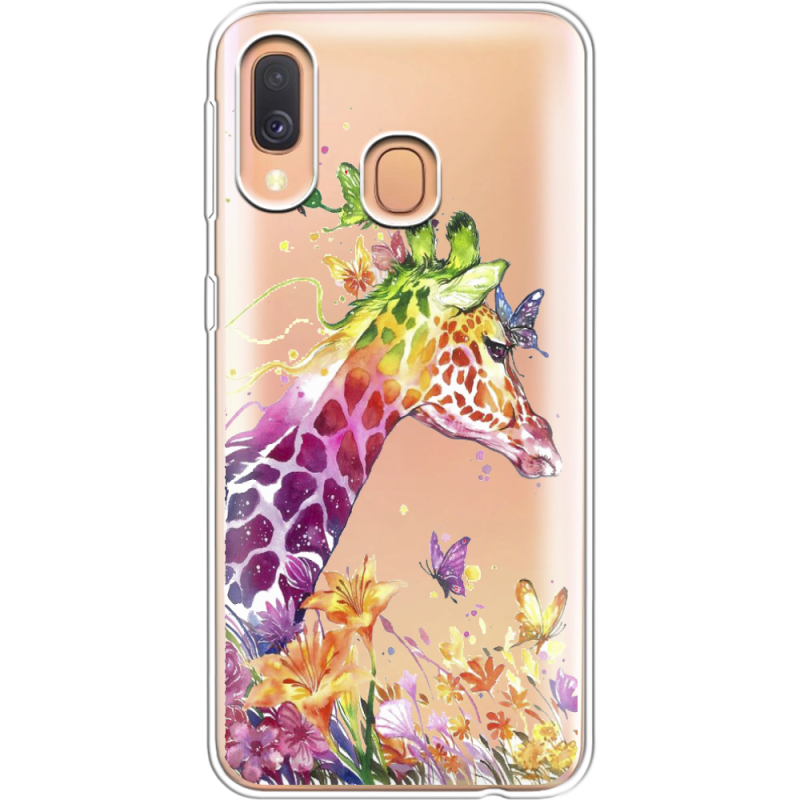 Прозрачный чехол Uprint Samsung A405 Galaxy A40 Colorful Giraffe