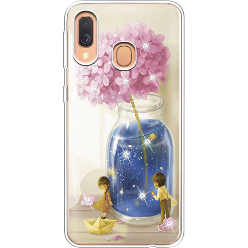 Чехол со стразами Samsung A405 Galaxy A40 Little Boy and Girl