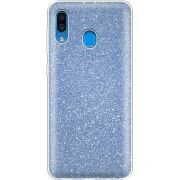 Чехол с блёстками Samsung A205 Galaxy A20 Голубой