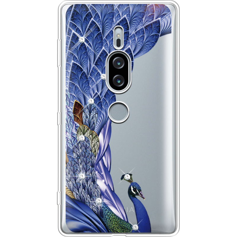 Чехол со стразами Sony Xperia XZ2 Premium H8166 Peafowl