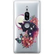 Чехол со стразами Sony Xperia XZ2 Premium H8166 Cat in Flowers