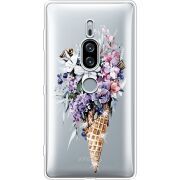 Чехол со стразами Sony Xperia XZ2 Premium H8166 Ice Cream Flowers