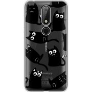 Прозрачный чехол Uprint Nokia 6.1 Plus с 3D-глазками Black Kitty