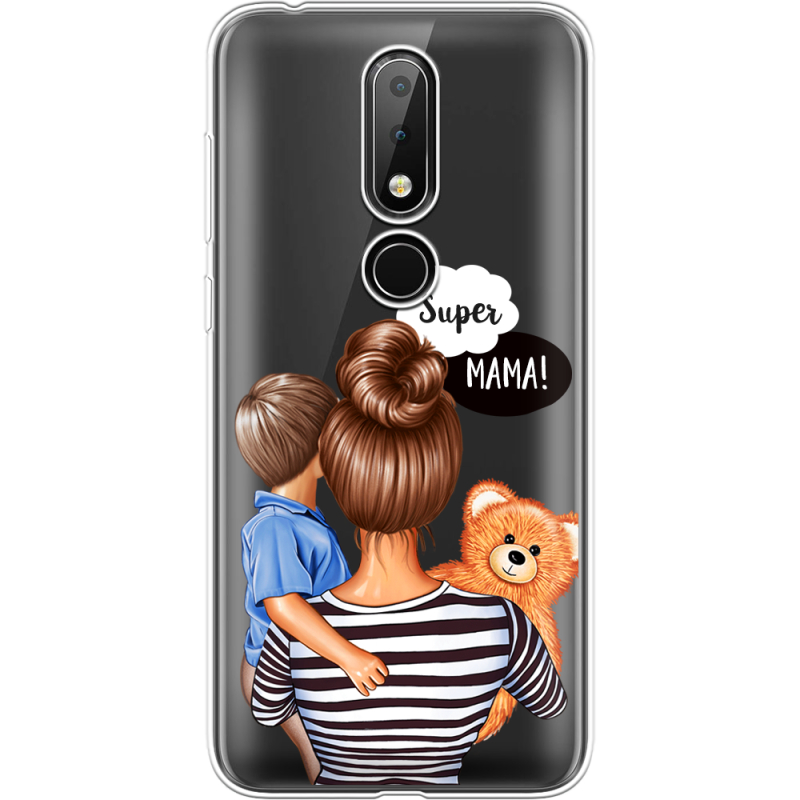 Прозрачный чехол Uprint Nokia 6.1 Plus Super Mama and Son