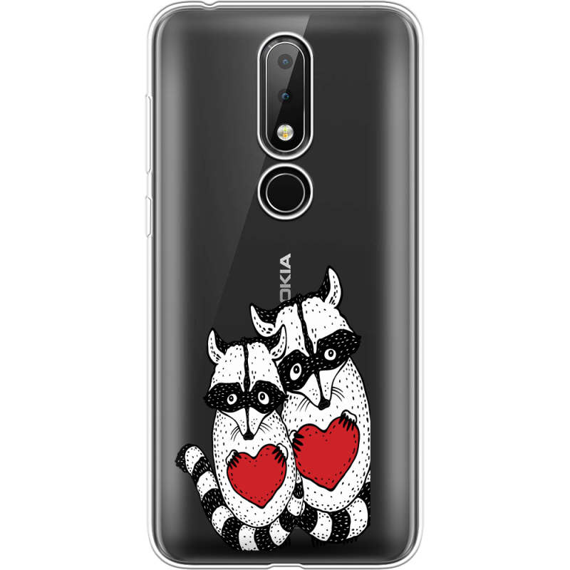 Прозрачный чехол Uprint Nokia 6.1 Plus Raccoons in love