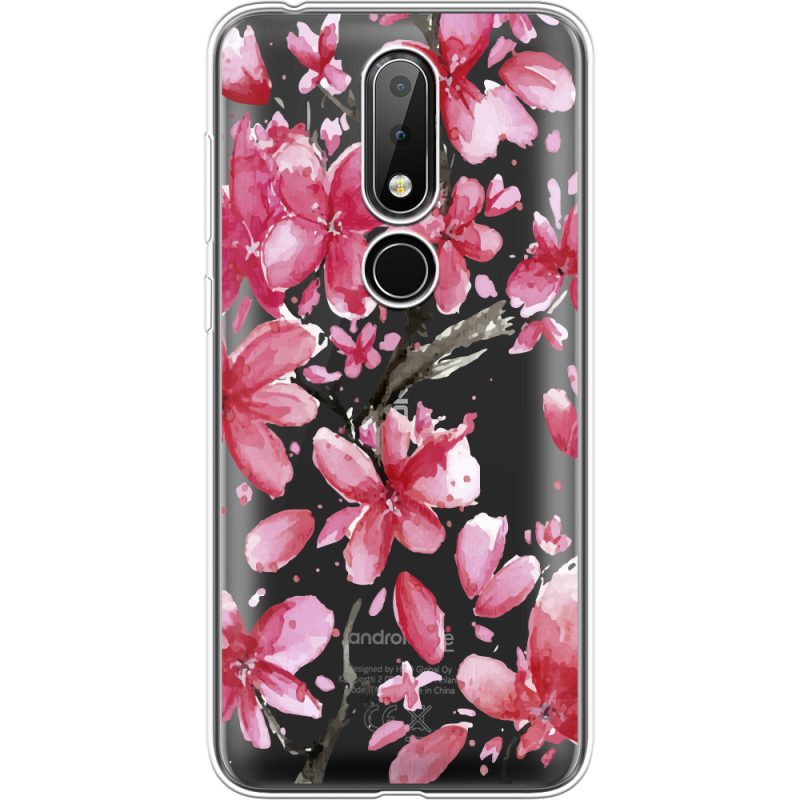 Прозрачный чехол Uprint Nokia 6.1 Plus Pink Magnolia