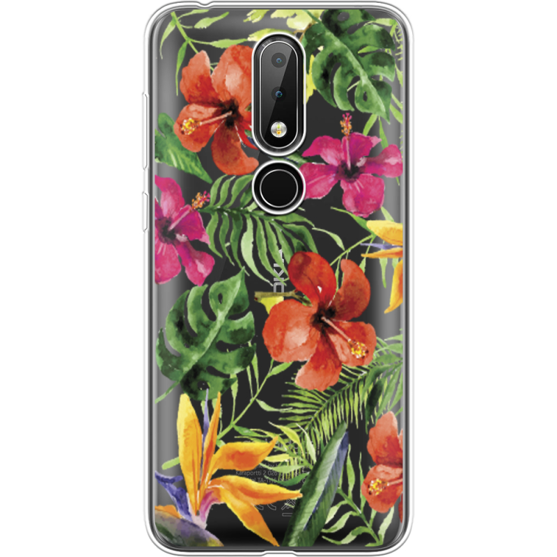 Прозрачный чехол Uprint Nokia 6.1 Plus Tropical Flowers