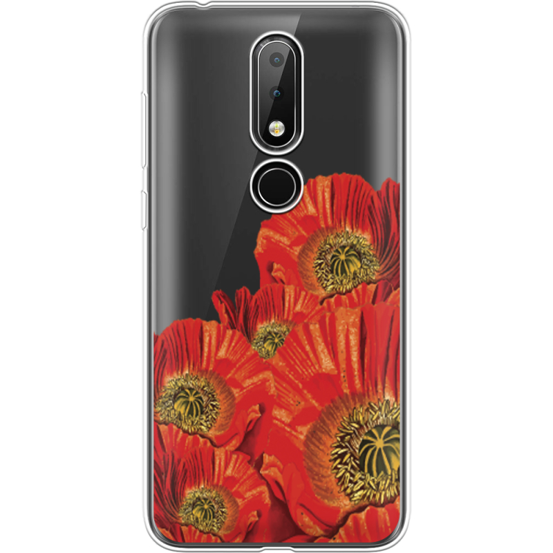 Прозрачный чехол Uprint Nokia 6.1 Plus Red Poppies