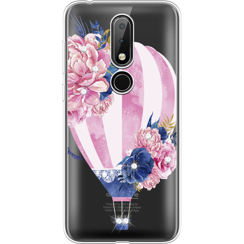 Чехол со стразами Nokia 6.1 Plus Pink Air Baloon