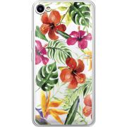 Прозрачный чехол Uprint Meizu U10 Tropical Flowers