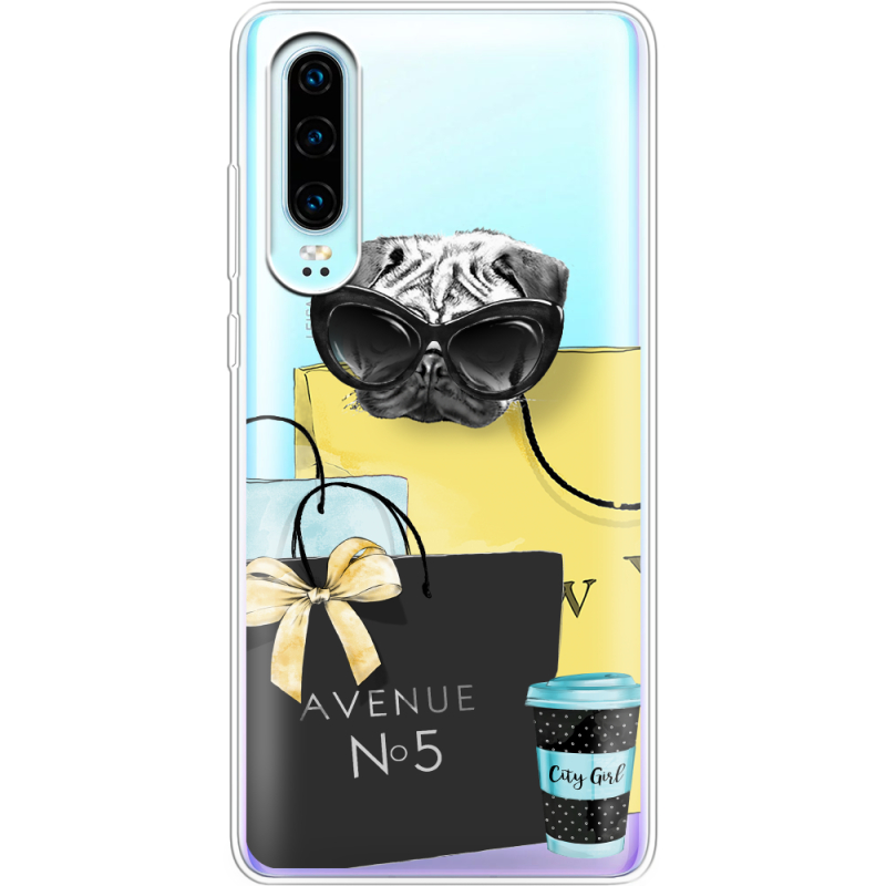 Прозрачный чехол Uprint Huawei P30 Fashion Pug