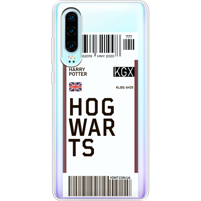 Прозрачный чехол Uprint Huawei P30 Ticket Hogwarts