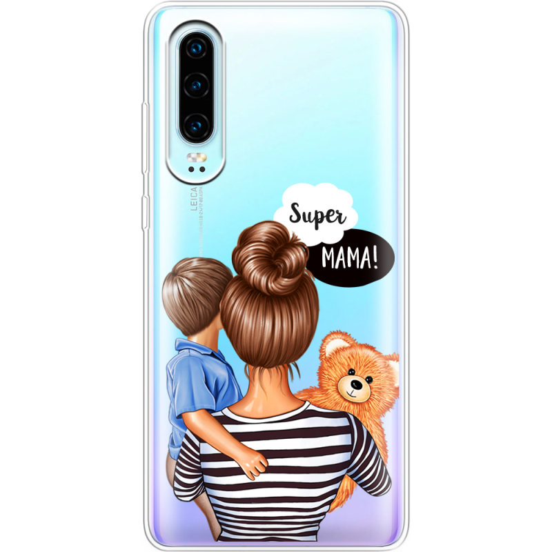 Прозрачный чехол Uprint Huawei P30 Super Mama and Son