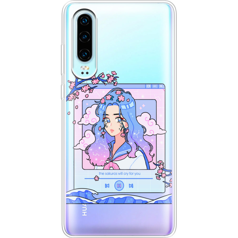 Прозрачный чехол Uprint Huawei P30 The Sakuras Will Cry For You