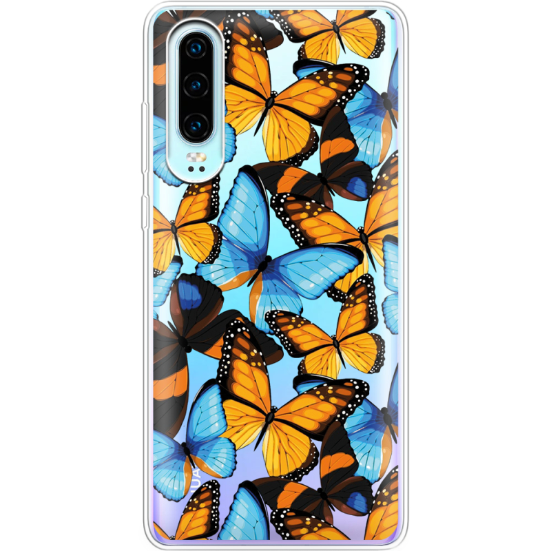 Прозрачный чехол Uprint Huawei P30 Butterfly Morpho